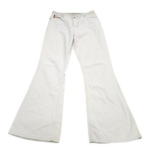 Vintage Mudd Jeans Off White Cream Flare Leg Denim Pants Y2K 90s Size 29 Waist